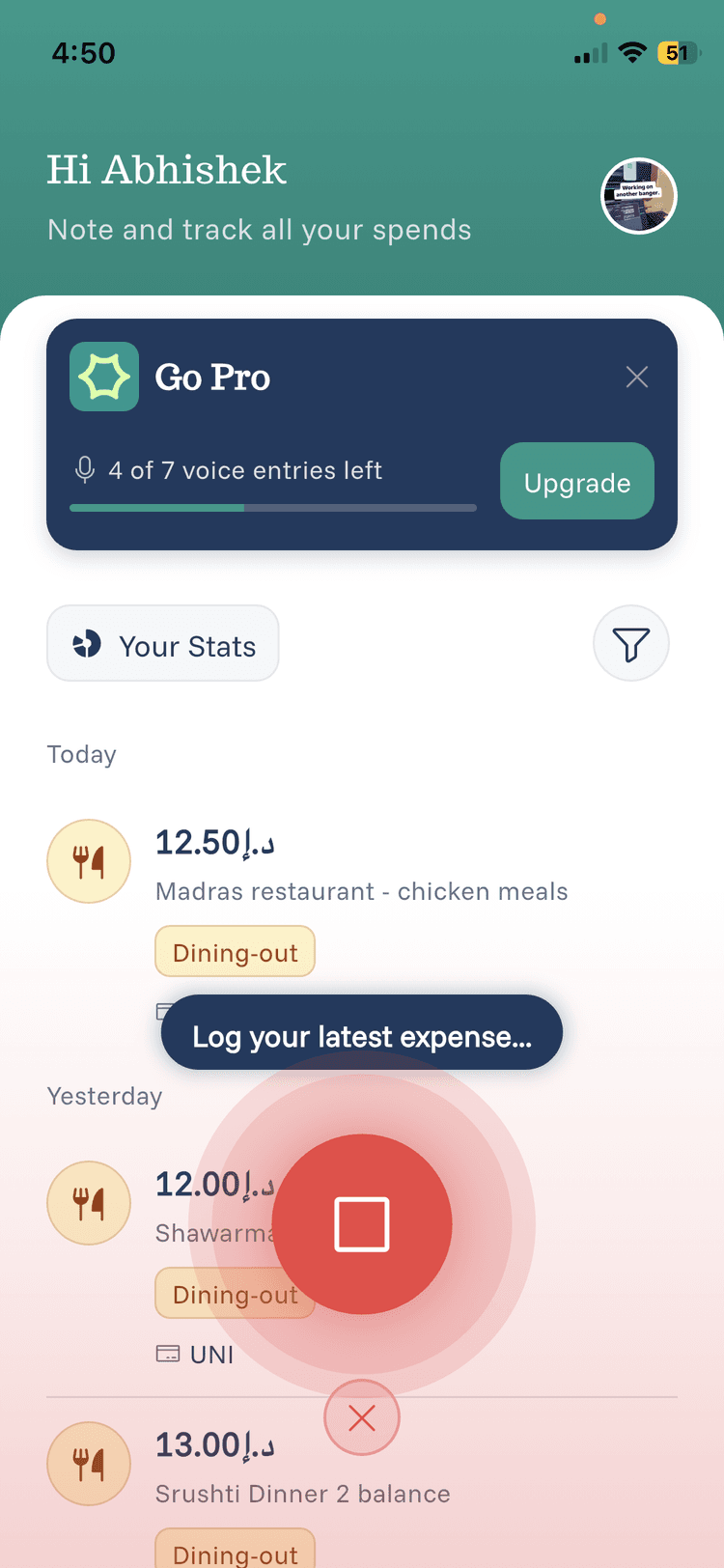 eqva money app - voice expense recording