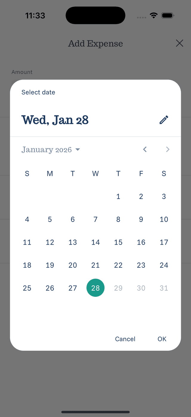 Setting Dates for Expenses screenshot 1