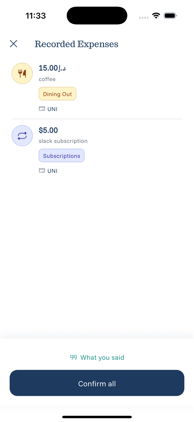 Reviewing Voice Entries screenshot 1