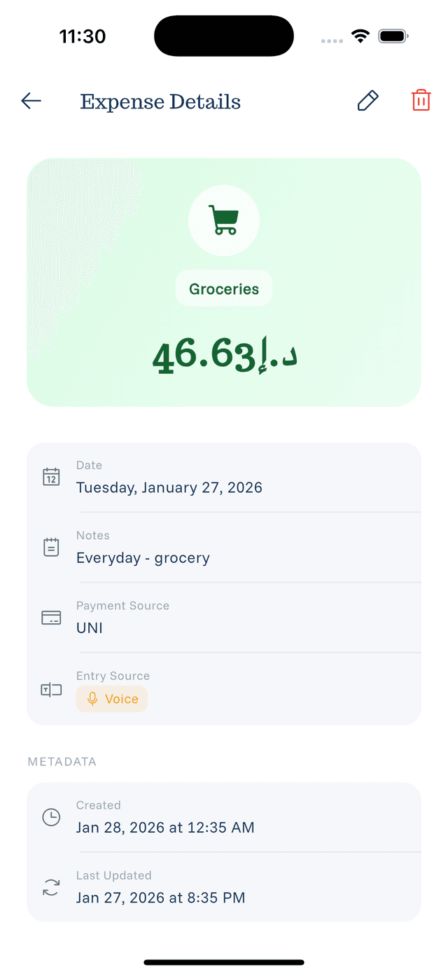 Viewing Expense Details screenshot 1
